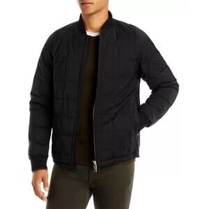 Theory Varet Quilted Puffer Bomber Jacket Black Full Zip Ribbed Collar Sz Medium